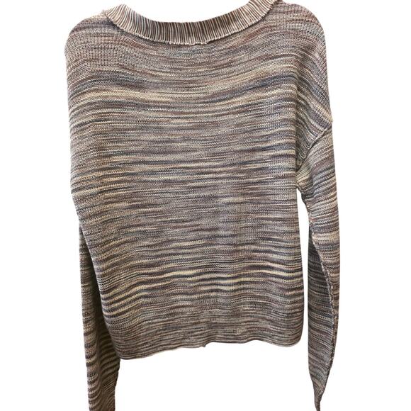 Free People Marble Ribbed Button Sweater Mercury Henley Space Dye Size XS EUC - Picture 4 of 8